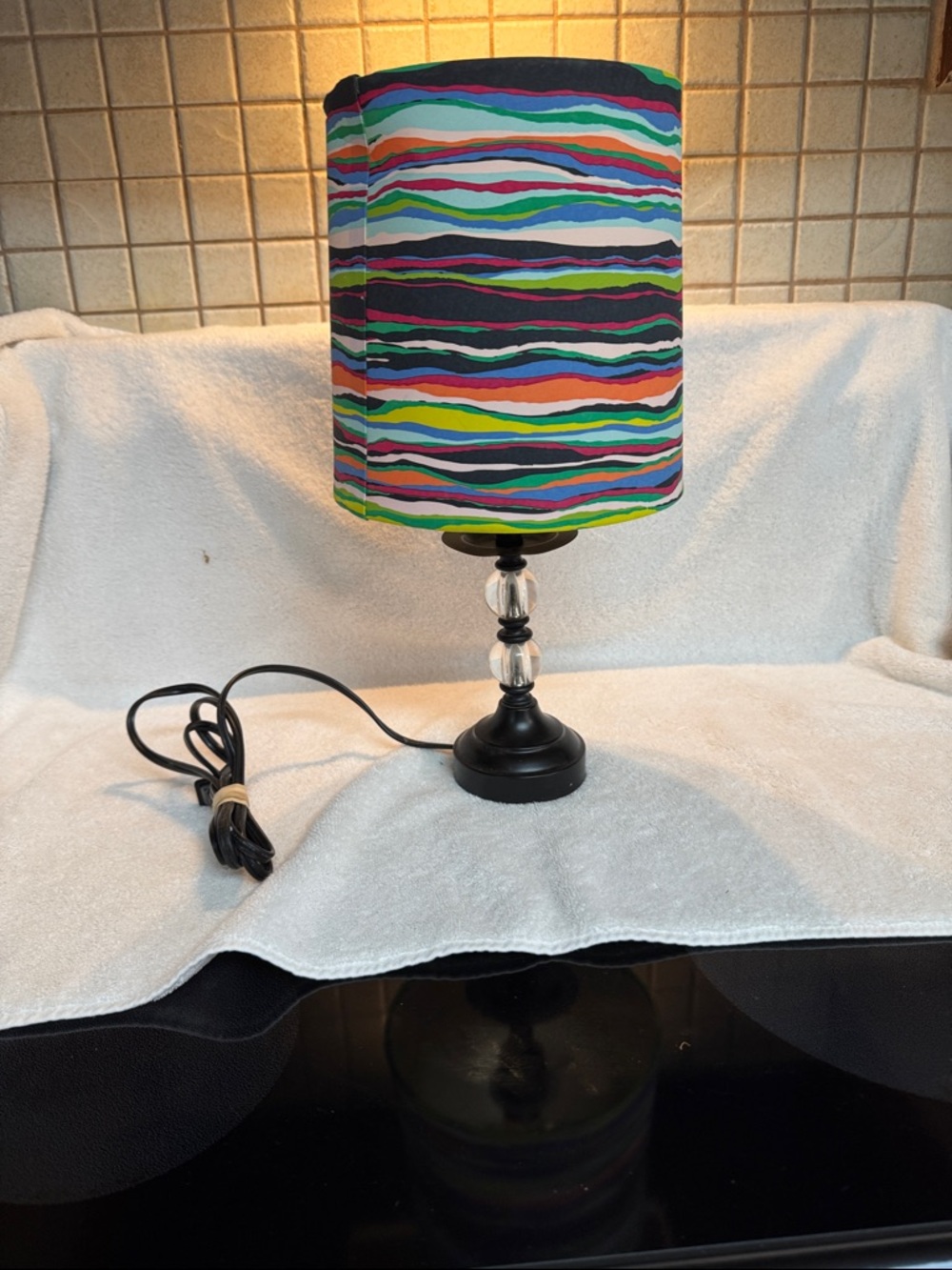Source Unknown Multicolor Striped Fabric Table Lamp